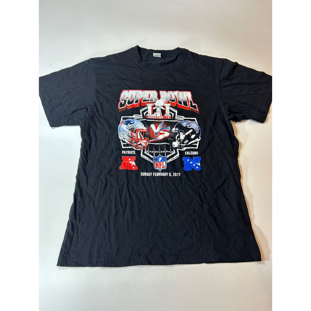 Porti T-Shirt Men's 2XL Black Super Bowl LI 2017 Patriots vs Falcons Graphic